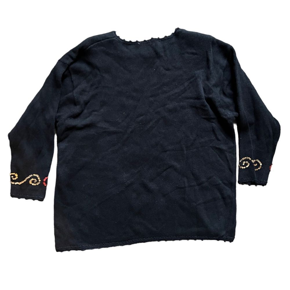 Work In Progress Multicolored Sequin Black Sweate… - image 2